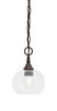 Chain Hung Mini Pendant, Dark Granite Finish, 7" Clear Bubble glass (11-DG-202)