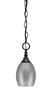 Chain Hung Mini Pendant, Matte Black Finish, 5" Brushed Nickel Oval Metal Shade (11-MB-426-BN)