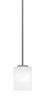 Franklin Stem Hung Mini Pendant, Graphite Finish, 3.5" Square White Marble Glass (1201-GP-541)