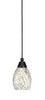 Cord Mini Pendant, Matte Black Finish, 5" Natural Fusion Glass  (22-MB-5054)