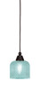 Cord Mini Pendant, Dark Granite Finish, 6" Turquoise Textured Glass (22-DG-4615)