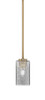 Atlas Stem Hung Mini Pendant, New Age Brass Finish, 3.5" Square Smoke Bubble Glass (4501-NAB-542)
