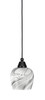 Cord Mini Pendant, Matte Black Finish, 6" Onyx Swirl Glass (22-MB-4819)