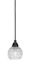 Cord Mini Pendant, Matte Black Finish, 6" Clear Ribbed Glass (22-MB-5110)