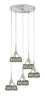 Edge 5 Light Cluster Pendalier, Brushed Nickel Finish, 7" Royal Merlot Art Glass (1175-BN-9485)