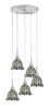 Edge 5 Light Cluster Pendalier, Brushed Nickel Finish, 7" Crescent Art Glass (1175-BN-9965)