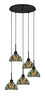 Edge 5 Light Cluster Pendalier, Espresso Finish, 7" Kaleidoscope Art Glass (1175-ES-9905)