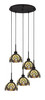Edge 5 Light Cluster Pendalier, Espresso Finish, 7" Ivory Cypress Art Glass (1175-ES-9945)