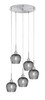 Edge 5 Light Cluster Pendalier, Brushed Nickel Finish, 6" Smoke Textured Glass (1175-BN-4602)