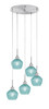 Edge 5 Light Cluster Pendalier, Brushed Nickel Finish, 6" Turquoise Textured Glass (1175-BN-4625)