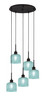 Edge 5 Light Cluster Pendalier, Espresso Finish, 6" Turquoise Textured Glass (1175-ES-4615)