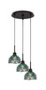 Edge 3 Light Cluster Pendalier, Espresso Finish, 7" Turquoise Cypress Art Glass (1173-ES-9925)