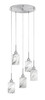 Edge 5 Light Cluster Pendalier, Brushed Nickel Finish, 4" Onyx Swirl Glass (1175-BN-3009)