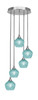 Empire 5 Light Stem Hung Cluster Pendalier, Brushed Nickel Finish, 6" Turquoise Textured Glass (2145-BN-4625)