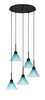 Edge 5 Light Cluster Pendalier, Espresso Finish, 7" Teal Crystal Glass (1175-ES-458)