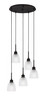 Edge 5 Light Cluster Pendalier, Espresso Finish, 5" Clear Ribbed Glass (1175-ES-500)