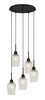 Edge 5 Light Cluster Pendalier, Espresso Finish, 5" Silver Textured Glass (1175-ES-4253)