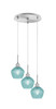 Edge 3 Light Cluster Pendalier, Brushed Nickel Finish, 6" Turquoise Textured Glass (1173-BN-4625)
