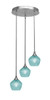 Empire 3 Light Stem Hung Cluster Pendalier, Brushed Nickel Finish, 6" Turquoise Textured Glass (2143-BN-4625)