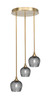 Empire 3 Light Stem Hung Cluster Pendalier, New Age Brass Finish, 6" Smoke Textured Glass (2143-NAB-4602)