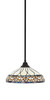 Stem Hung Pendant, Espresso Finish, 16" Royal Merlot Art Glass (26-ES-948)