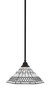 Stem Hung Pendant, Espresso Finish, 16" Pewter Art Glass (26-ES-910)