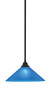 Stem Hung Pendant, Espresso Finish, 16" Blue Italian Glass (26-ES-415)