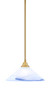 Stem Hung Pendant, New Age Brass Finish, 16" Blue Swirl Glass (26-NAB-514)