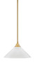 Stem Hung Pendant, New Age Brass Finish, 16" White Marble Glass (26-NAB-2161)