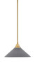 Stem Hung Pendant, New Age Brass Finish, 16" Gray Matrix Glass (26-NAB-4012)