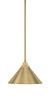 Stem Hung Pendant, New Age Brass Finish, 14" New Age Brass Cone Metal Shade (26-NAB-420-NAB)