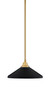 Stem Hung Pendant, New Age Brass Finish, 14" Matte Black Cone Metal Shade (26-NAB-424-MB)