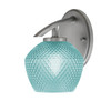 Kurve Downlight Wall Sconce, Graphite Finish, 6" Turquoise Textured Glass (3720-GP-4625)