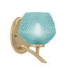 Kurve Uplight Wall Sconce, New Age Brass Finish, 6" Turquoise Textured Glass (3721-NAB-4625)