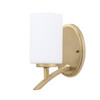 Kurve 1 Light Uplight Wall Sconce, New Age Brass Finish, 4" White Muslin Glass (3721-NAB-310)
