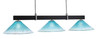 Wellington 3 Light Bar, Matte Black & Graphite Finish, 16" Teal Crystal Glass (1253-MBGP-715)