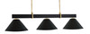 Wellington 3 Light Bar, Matte Black & New Age Brass Finish, 14" Matte Black Cone Metal Shades  (1253-MBNAB-420-MB)