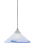 Stem Hung Pendant, Brushed Nickel Finish, 16" Blue Swirl Glass  (26-BN-514)