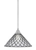 Stem Hung Pendant, Brushed Nickel Finish, 16" Diamond Ice Art Glass (26-BN-918)