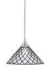 Stem Hung Pendant, Chrome Finish, 16" Diamond Ice Art Glass (26-CH-918)