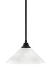 Stem Hung Pendant, Matte Black Finish, 16" White Marble Glass  (26-MB-2161)
