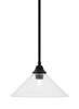 Stem Hung Pendant, Matte Black Finish, 16" Clear Bubble Glass  (26-MB-308)
