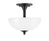 Semi-Flush, 2 Bulbs, Black Copper Finish, 13" Clear Ribbed Glass (121-BC-540)