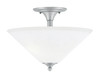 Semi-Flush, 2 Bulbs, Brushed Nickel Finish, 16" White Muslin Glass (121-BN-318)