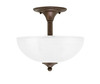 Semi-Flush, 2 Bulbs, Bronze Finish, 13" Clear Ribbed Glass (121-BRZ-540)