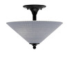 Semi-Flush, 2 Bulbs, Matte Black Finish, 16" Gray Matrix Glass (121-MB-4012)