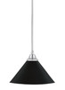 Stem Hung Pendant, Chrome Finish, 14" Matte Black Cone Metal Shade  (26-CH-420-MB)