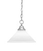 Chain Hung Pendant, Brushed Nickel Finish, 12" White Muslin Glass (10-BN-316)