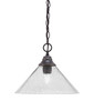 Chain Hung Pendant, Dark Granite Finish, 12" Smoke Bubble Glass (10-DG-2122)