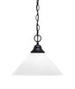 Chain Hung Pendant, Matte Black Finish, 12" White Marble Glass (10-MB-2121)